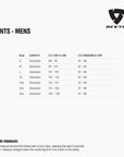 Size chart for REVIT Pants - Mens