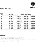 Size chart for REVIT Detroit 2 TF Jeans - Mens