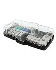 4-WAY MINI DISTRUBUTION BLOCK - 0/2/4 GAUGE INPUT TO 4/8 GAUGE OUTPUT