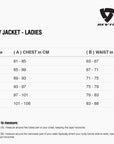 Size chart for REVIT Liv Jacket - Ladies