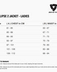Size chart for REVIT Eclipse 2 Jacket - Ladies