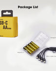 NITECORE LI-ION RECHARGEABLE USB-C AA BATTERY 2400MAH 1.5V 4PK