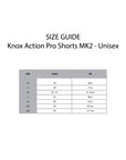 KNOX Size Chart Action Pro Shorts - Unisex