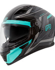 RJAYS APEX III Helmet - IGNITE Blk/Aqua | Internal Sun-Shield