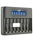 JUPIO 8 SLOT FAST CHARGER WITH LCD SCREEN FOR AA & AAA RECHAREABLE BATTERIES