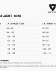 Size chart for REVIT Mile Jacket - Mens