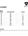 Size chart for REVIT Delta Shoes