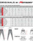 Motodry Denim Original Jeans - Size Chart