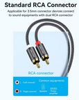 VENTION 2X RCA MALE TO 3.5MM TRS CABLE 3M FOR SKAA AKIKO/RUSH