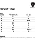Size chart for REVIT Arrow 2 H2O Shoes