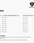 Size chart for REVIT Gloves - Mens