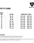 Size chart for REVIT Moto 2 TF Jeans - Mens