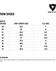 Size chart for REVIT Arrow Shoes