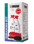 IPONE Cleaning Kit with 1L Moto Wash, 1L Wheel Cleaner, Microfiber Wash Mitt and Wheel Rim Brush