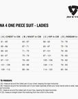 Size chart for REVIT Xena 4 RaceSuit - Ladies
