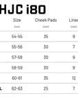 HJC i80 size chart