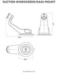 Quad Lock Suction Mount dimensions