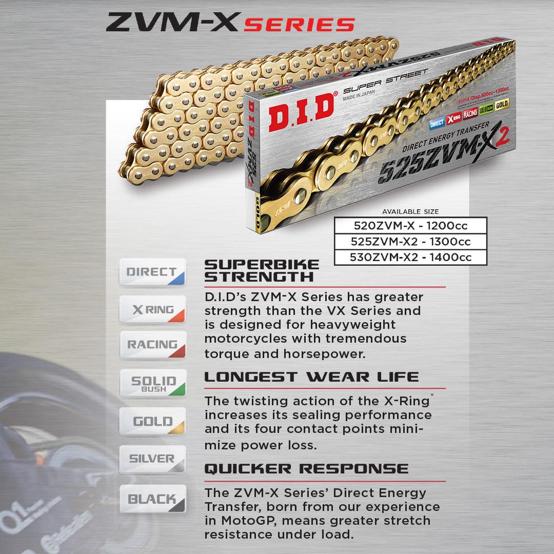 DID 525ZVM-X2 Super Street - X-Ring Chain – CMG Motorcycles DID 525ZVM-X2 Super Street - X-Ring Chain – CMG Motorcycles