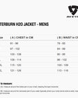 Size chart for REVIT Afterburn Jacket - Mens
