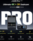 VIOFO DASHCAM A229 PRO 4K FRONT + 2K REAR 5GHZ WIFI + GPS