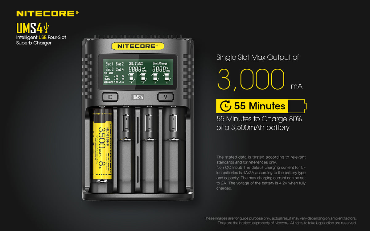 NITECORE INTELLIGENT BATTERY CHARGER USB FOUR SLOT SUPERB CHARGER