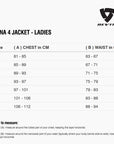 Size chart for REVIT Xena 4 Jacket - Ladies