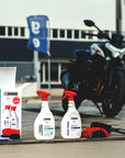 IPONE Cleaning Kit with 1L Moto Wash, 1L Wheel Cleaner, Microfiber Wash Mitt and Wheel Rim Brush