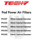 Tech 7 Pod Power Air Filters - measurements