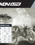 M2R ADV Lite Helmet - size chart