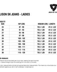 Size chart for REVIT Ellison SK Ladies Jeans