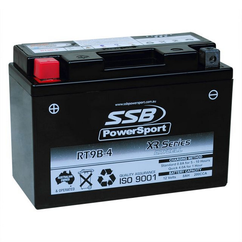 MOTORCYCLE AND POWERSPORTS BATTERY (YT9B-4) AGM 12V 8AH 200CCA BY SSB HIGH PERFORMANCE