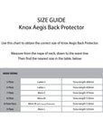 KNOX Size Chart - Aegis Back Protectors