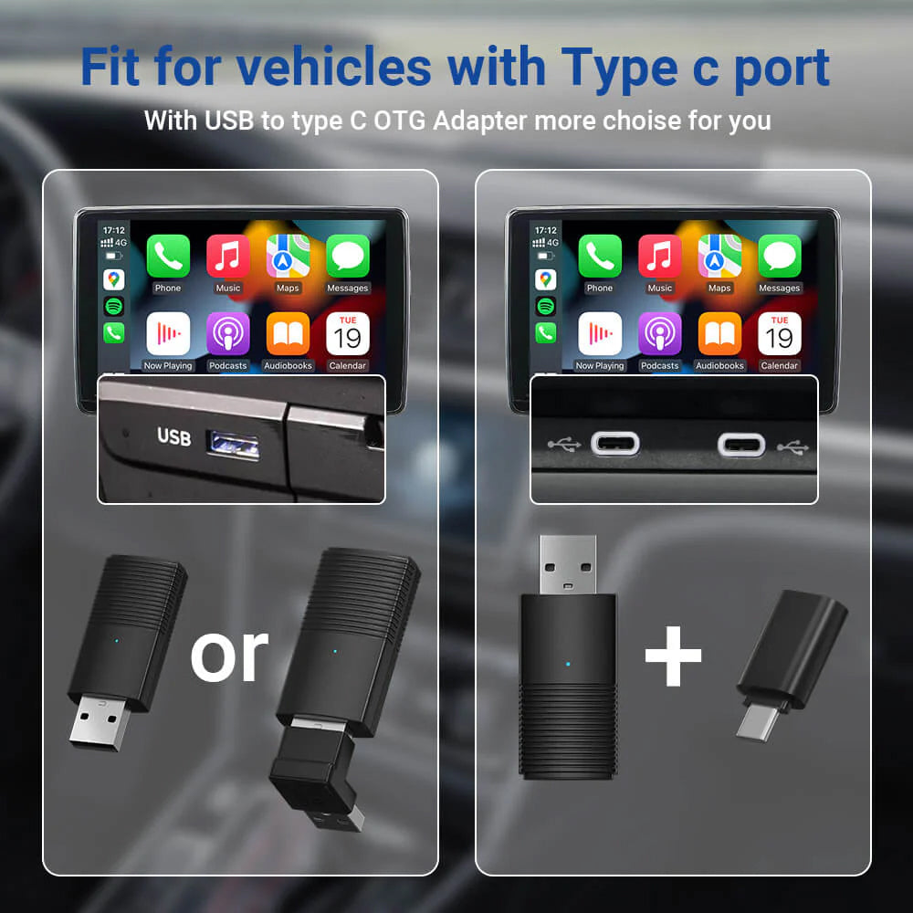 OTTOCAST CARPLAY &amp; ANDROID AUTO TO WIRELESS USB ADAPTER MINI 2-IN-1
