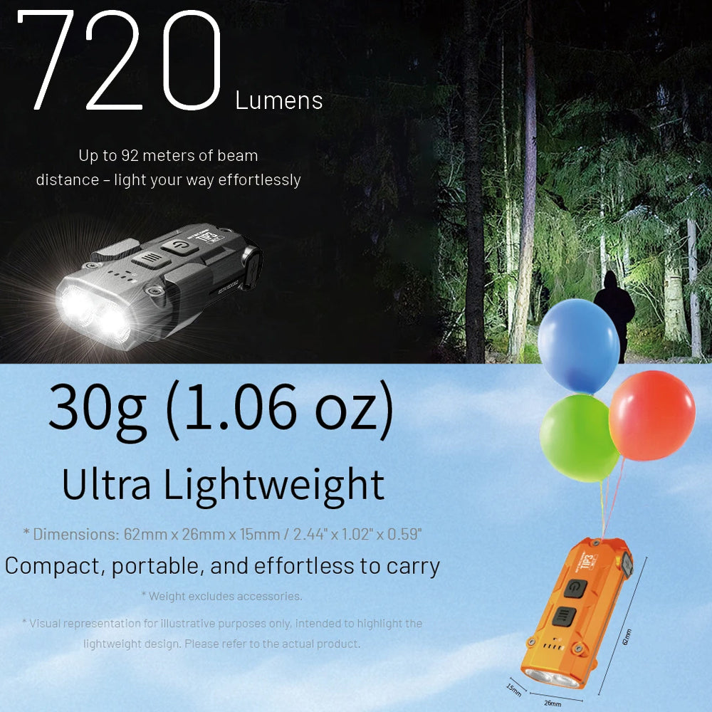 NITECORE TIP3 720 LUMEN KEYCHAIN TORCH CLASSIC ALLOY ORANGE