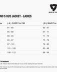 Size chart for REVIT Sand 5 H2O Jacket - Ladies