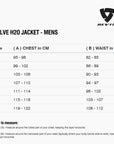 Size chart for REVIT Valve H2O Jacket - Mens