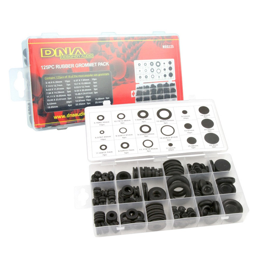 RUBBER GROMMET 18 X MIXED SIZES WITH &amp; WITHOUT HOLES (125 BOXED)
