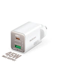 MICRODIA SMARTCUBE NANO 45W DUAL PORT GAN WALL CHARGER - WHITE