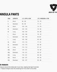 Size chart for REVIT Peninsula Pants