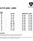 Size chart for REVIT Violet BF Ladies Jeans