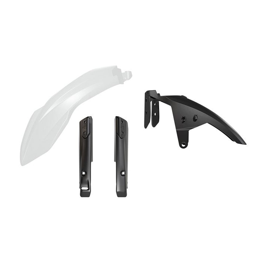 PLASTICS RTECH 3 PIECE FRONT FENDER &amp; FORK WHITE BLACK YAMAHA XT700Z TENERE 19-24