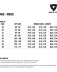 Size chart for REVIT Jeans - Mens