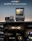 VIOFO DASHCAM A329 4K FRONT 2K REAR CHANNEL WIFI 6 GPS