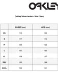 Oakley Tahoe Jacket size chart
