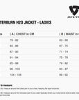 Size chart for REVIT Afterburn H2O Jacket - Ladies