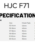 HJC F71 Sizing