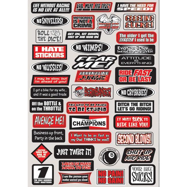 FX07-68012 Factory Effex Fun Phrases Sticker Sheet