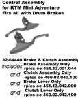 32-64440 is a complete control assembly kit which fits all KTM Mini Adventures with drum brakes